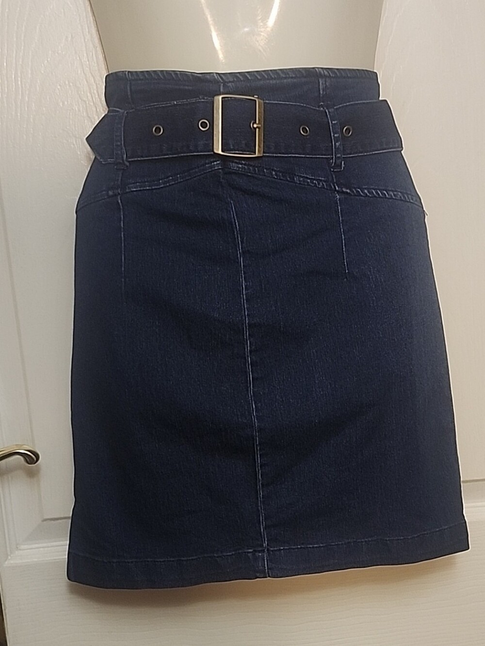 Free People Dark Blue Denim Belted Mini Skirt